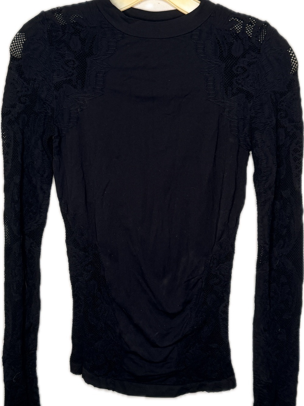 BeBe Black Top with Lace Accents